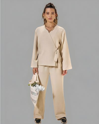 2-Piece Linen Set (Pants + Jacket) For Women