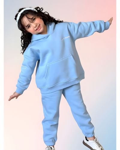 Kids hoodie set Blue with rose logo