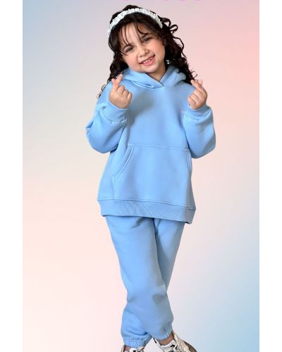 Kids hoodie set Blue with rose logo
