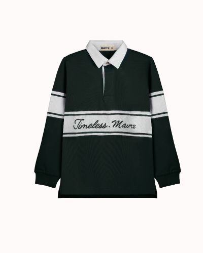 Long-Sleeve Polo Shirt with White Chest Print