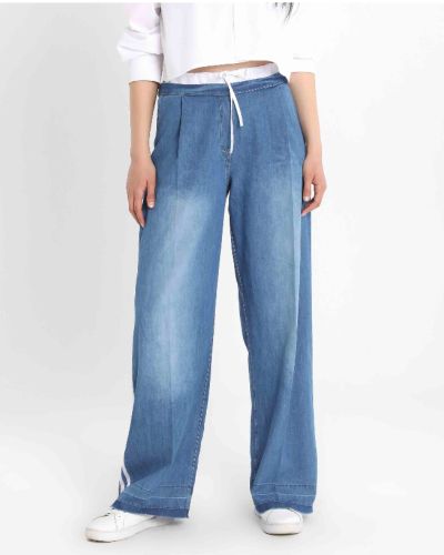 Women’s Streetwear Striped Wide-Leg Denim Pants