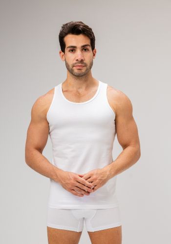 قميص داخلي بدون أكمام أبيض للرجال
