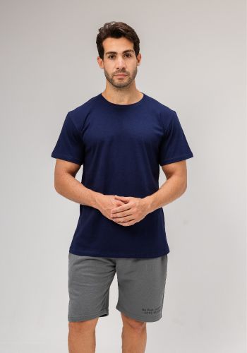 Half Sleeve Undershirt, Navy For men Cotton 100%