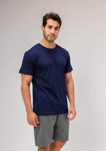 Half Sleeve Undershirt, Navy For men Cotton 100%