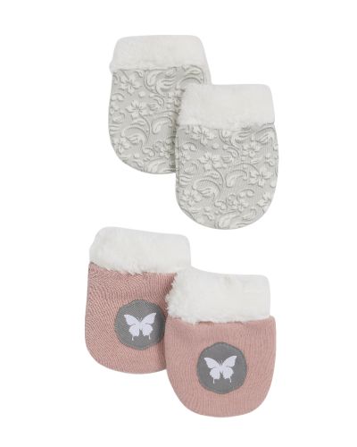 White Flower Printed Mittens