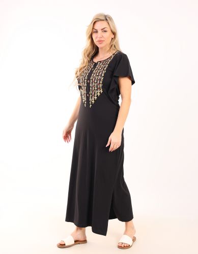 Summer Maxi Abaya | Home Wear for Women-Black-M