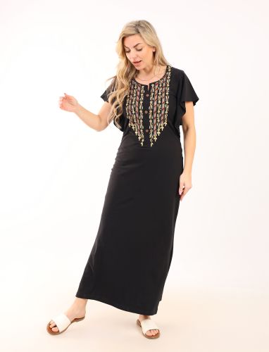 Summer Maxi Abaya | Home Wear for Women-Black-M