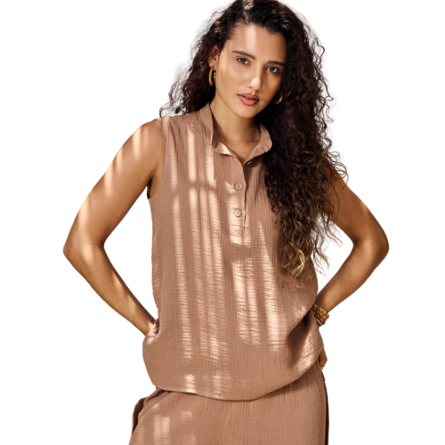 Double voile pure cotton set-Beige-S