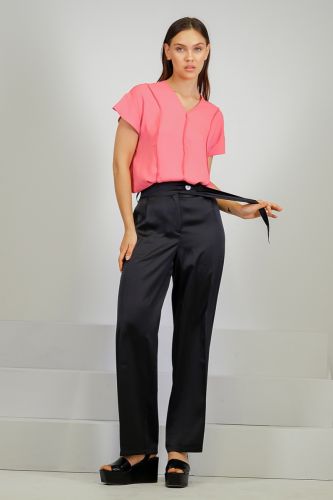 Black silk satin pants