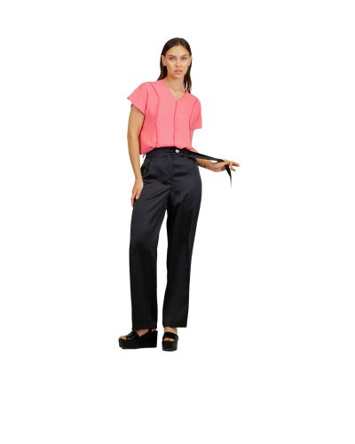 Black silk satin pants