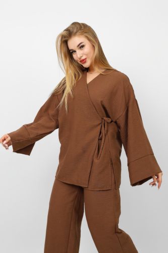 Women’s Linen Two-Piece Set with Lace