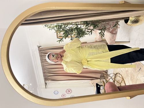 Drape wrap shirt in butter yellow-S/M