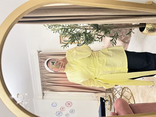 Drape wrap shirt in butter yellow-S/M