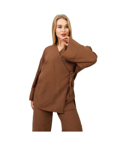 Women’s Linen Two-Piece Set with Lace
