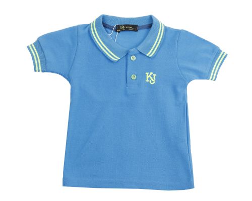 Boy Basic Polo Shirt-Blue-12 mth