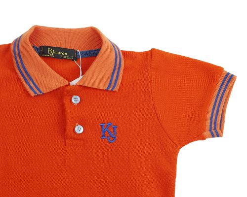 Boy Basic Polo Shirt-Orange-12 mth