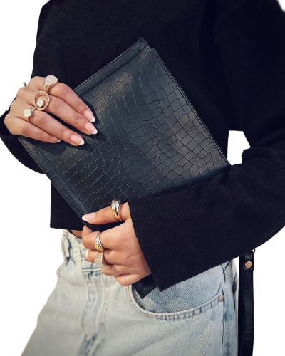  The Black Croc Clutch 