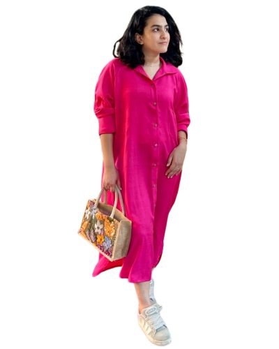 Veli Prem. Oversized Dress hot pink