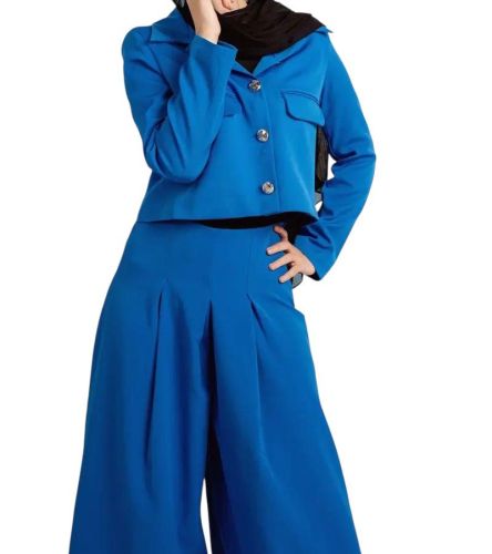 Royal Blue Cropped Blazer-Royal Blue-S