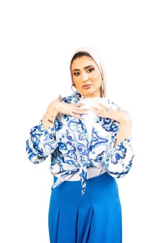 Floral Blue Blouse-Royal Blue-S