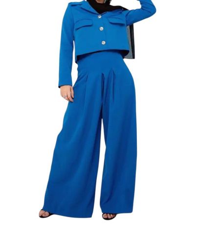 Royal Blue Cropped Blazer-Royal Blue-S
