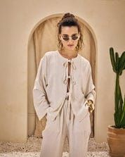 Pure Beige Linen Set-Beige-S