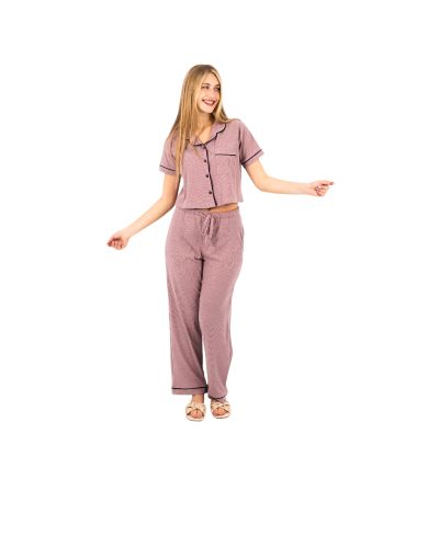 Elegant Buttoned Cotton Pajama Set
