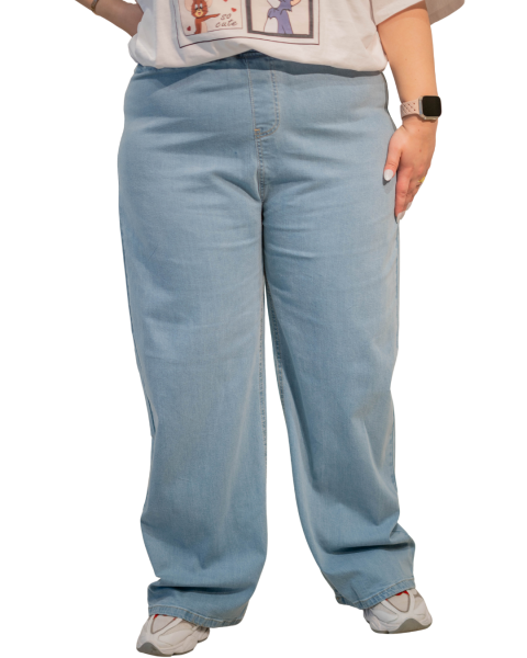 plus size wide-leg pants -light wash-48