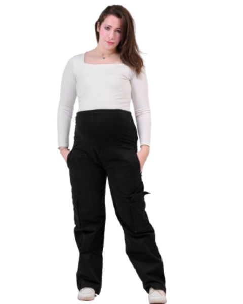 Maternity cargo pants-Black-34 in - L