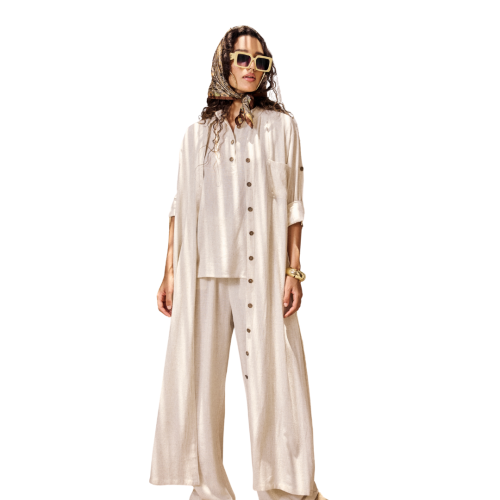 Pure Linen Beige Cardigan