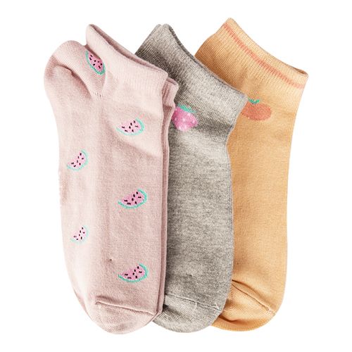 A Pack Of 3 Pieces Ankle Printed Socks MultiColoure