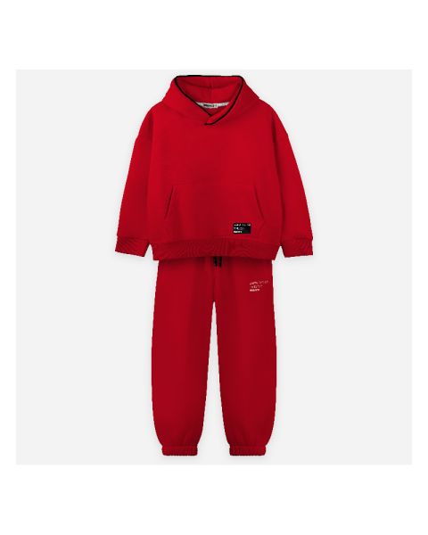 Piping Hoodie Set -Red-4 yrs