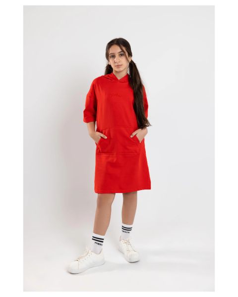 Red Hooded Dress-Red-4 yrs