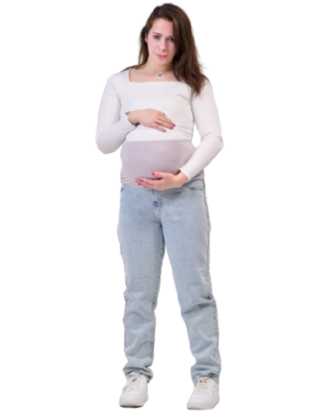 maternity boyfriend jeans-Light Gray-44