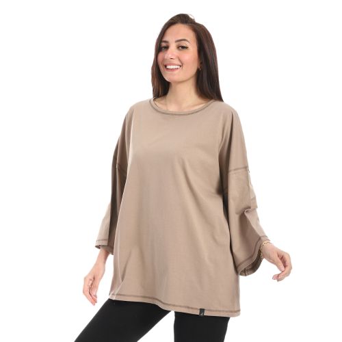 تيشرت اوفر سايز كاجول برقبه دائريه من Defect