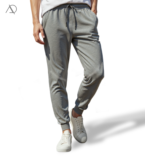 SLIM FIT JOGGING TROUSERS-Gray-M