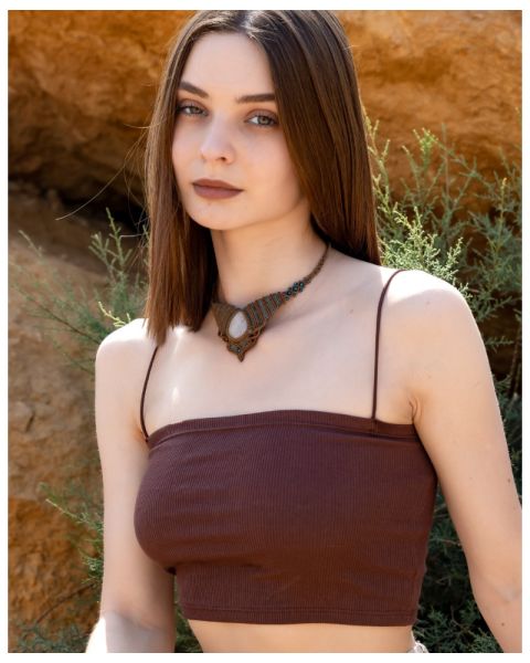 Moon stone macrame choker 