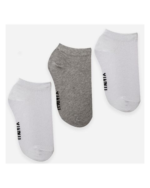 Pack of 3 pairs of Long Socks (mint / white / lime)-Gray
