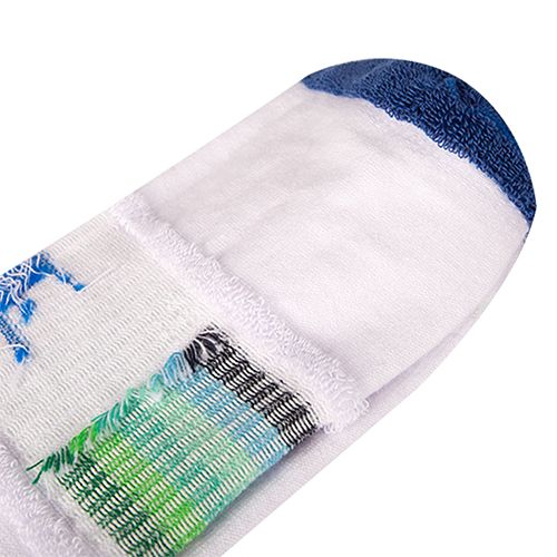 Long Printed Socks Liner Heel And Toe MultiColoure For Men-Blue & White-40