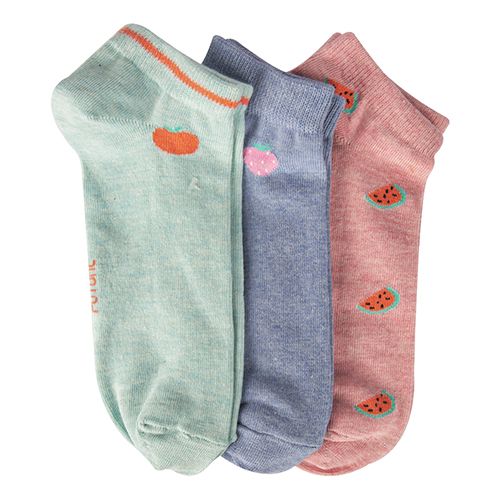 A Pack Of 3 Pieces Ankle Plain Socks MultiColoure-36-mix colour