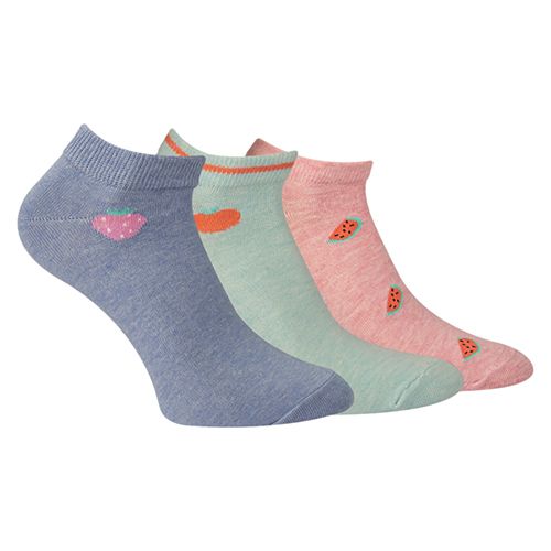A Pack Of 3 Pieces Ankle Plain Socks MultiColoure-36-mix colour