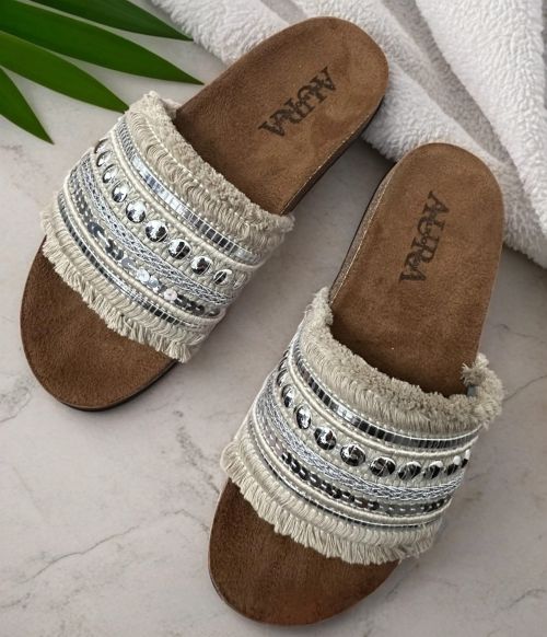 Boho slides-Beige-37