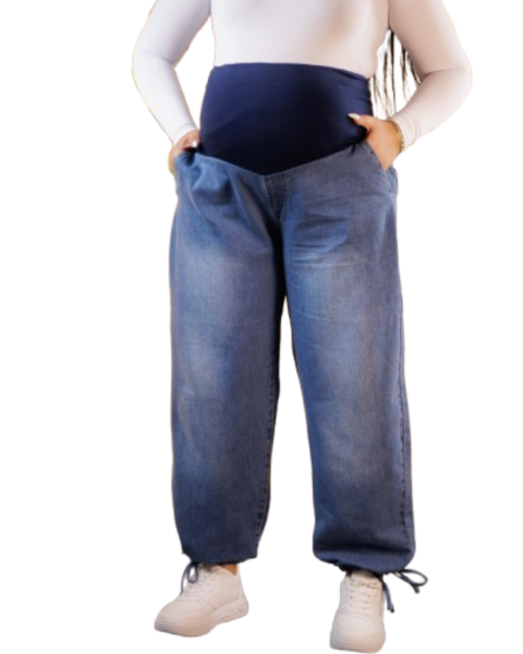 Maternity wide-leg pants-Blue-34 in - L