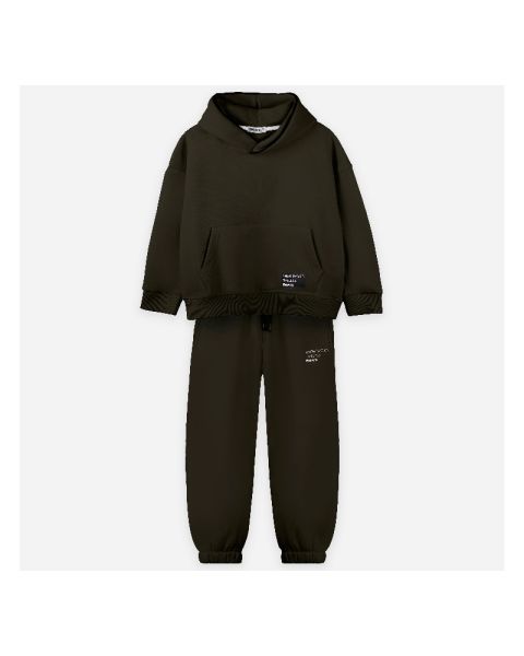 Piping Hoodie Set -Olive-4 yrs