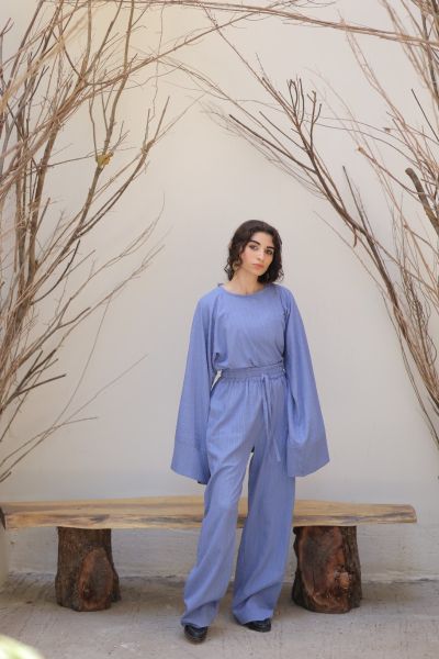 Straight Leg Casual Pants-baby blue-One Size