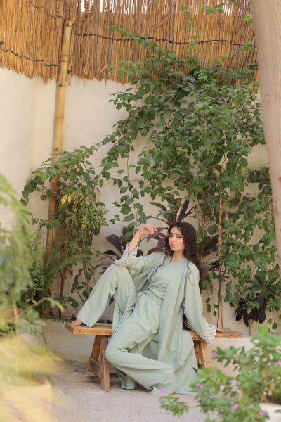 Straight Leg Casual Pants-Mint-One Size