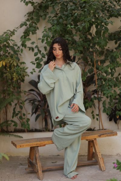 Comfy Blouse With Buttons-Mint-One Size