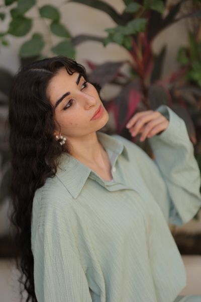 Comfy Blouse With Buttons-Mint-One Size