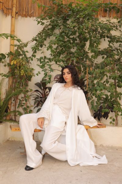 Straight Leg Casual Pants-White-One Size