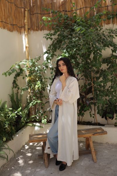 Hand-made Sleeve Crinkle Cardigan-White-One Size